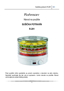 Návod Rohnson R-291 Sušička potravín