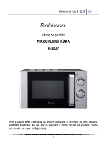Návod Rohnson R-2037 Mikrovlnná rúra
