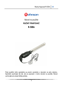 Návod Rohnson R-500 Napeňovač mlieka