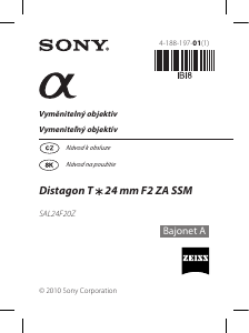 Manuál Sony SAL24F20Z Objektiv