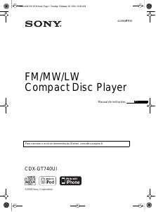 Manual Sony CDX-GT740UI Auto-rádio