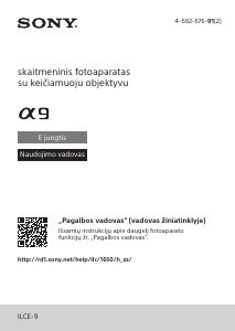 Vadovas Sony Alpha ILCE-9 Skaitmeninis fotoaparatas