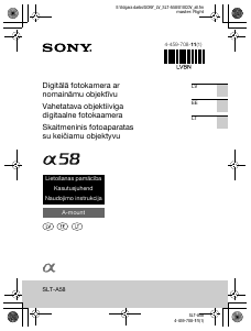 Rokasgrāmata Sony Alpha SLT-A58Y Digitālā kamera