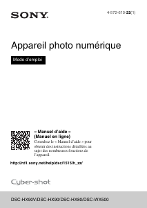 Mode d’emploi Sony Cyber-shot DSC-HX90 Appareil photo numérique