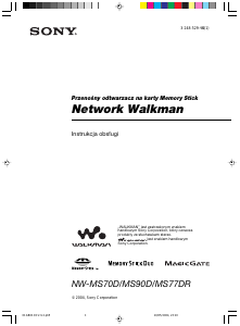 Instrukcja Sony NW-MS70D Walkman Odtwarzacz Mp3