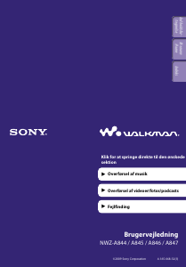 Brugsanvisning Sony NWZ-A846 Walkman Mp3 afspiller