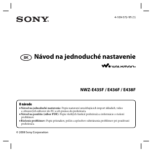 Návod Sony NWZ-E436F Walkman Mp3 prehrávač