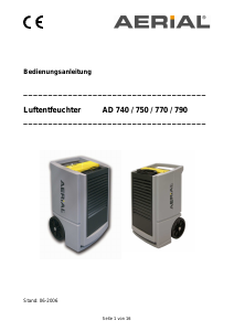 Bedienungsanleitung Aerial AD 750 Luftentfeuchter