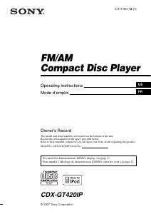 Bruksanvisning Sony CDX-GT420IP Bilradio