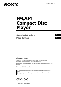 Manual Sony CDX-L300 Car Radio