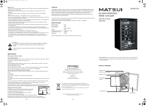 Manual Matsui M34WC09 Wine Cabinet