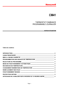 Mode d’emploi Honeywell CM41 Thermostat