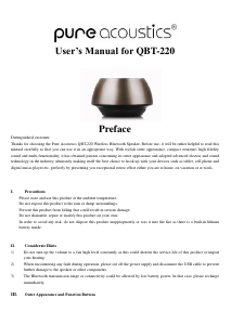 Bruksanvisning Pure Acoustics QBT-220 Preface Högtalare