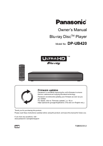 Bruksanvisning Panasonic DP-UB420K Blu-ray spelare