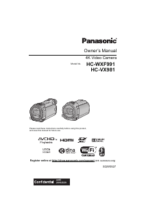 Bruksanvisning Panasonic HC-WXF991K Videokamera