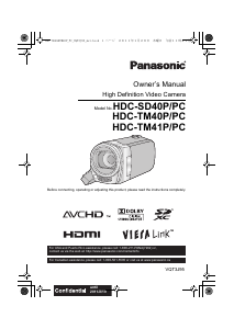 Manual Panasonic HDC-TM41 Camcorder