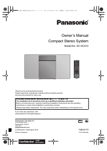 Bruksanvisning Panasonic SC-HC410K Stereoanläggning