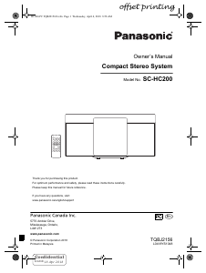 Bruksanvisning Panasonic SC-HC200K Stereoanläggning