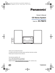 Bruksanvisning Panasonic SC-PM270 Stereoanläggning
