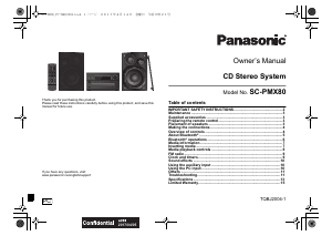 Bruksanvisning Panasonic SC-PMX80K Stereoanläggning