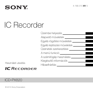 Használati útmutató Sony ICD-PX820 Hangrögzítő