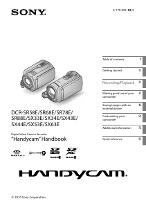 Bruksanvisning Sony DCR-SX34E Videokamera