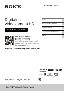 Priročnik Sony HDR-PJ410 Prenosna kamera