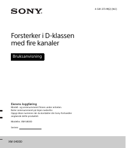 Bruksanvisning Sony XM-S400D Bilforsterker