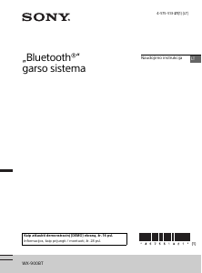Vadovas Sony WX-900BT Automobilio radijo imtuvas