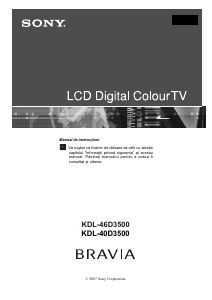 Manual Sony Bravia KDL-40D3500 Televizor LCD