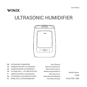 Bruksanvisning Winix L500HLUU750-JWE Luftfuktare