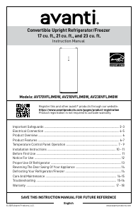 Mode d’emploi Avanti AV170VFLJM0W Congélateur