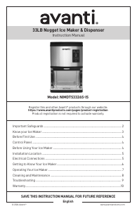 Mode d’emploi Avanti NIMDTS3326S-IS Machine à glaçons