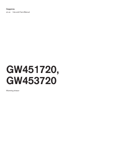 Manual Gaggenau GW453720 Warming Drawer