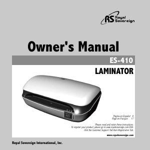 Manual Royal Sovereign ES-410 Laminator
