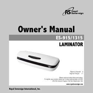 Manual Royal Sovereign ES-915 Laminator