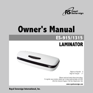 Manual Royal Sovereign ES-1315 Laminator