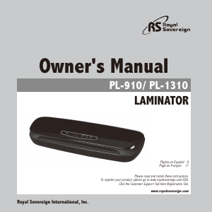 Manual Royal Sovereign PL-910 Laminator