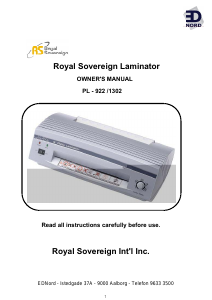 Handleiding Royal Sovereign PL-922 Lamineermachine