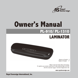 Manual Royal Sovereign PL-1310 Laminator