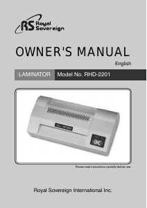 Manual Royal Sovereign RHD-2201 Laminator