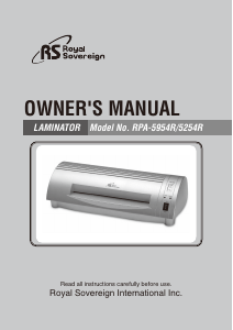 Handleiding Royal Sovereign RPA-5254R Lamineermachine