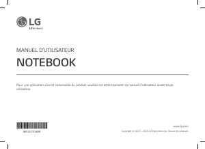 Mode d’emploi LG 15Z80T-G Ordinateur portable