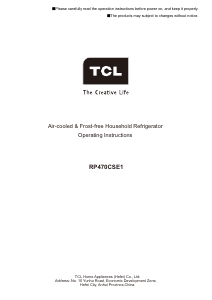 Mode d’emploi TCL RP470CSE1 Réfrigérateur combiné