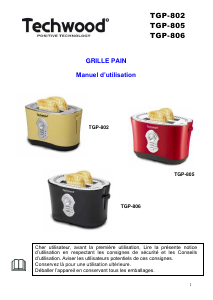 Mode d’emploi Techwood TGP-802 Grille pain