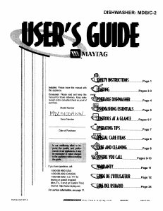 Manual Maytag MDC5100AWW Dishwasher