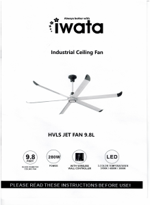Handleiding Iwata HVLS JET FAN 9.8L Plafondventilator