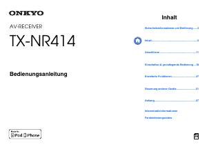 Bedienungsanleitung Onkyo TX-NR414 Receiver