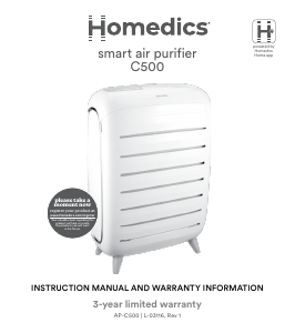Manual de uso Homedics AP-C500 Purificador de aire