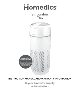 Bruksanvisning Homedics AP-T43-WT Luftrenare